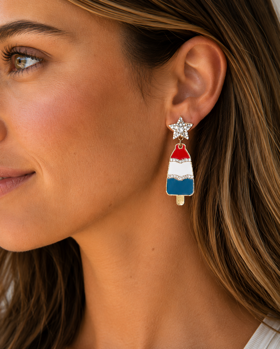 Patriotic Popsicle Enamel Earrings