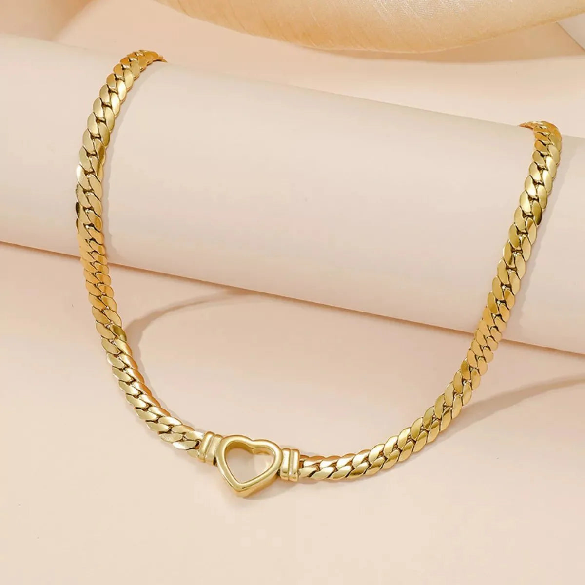 18K Gold-Plated Heart Pendant Chain Necklace