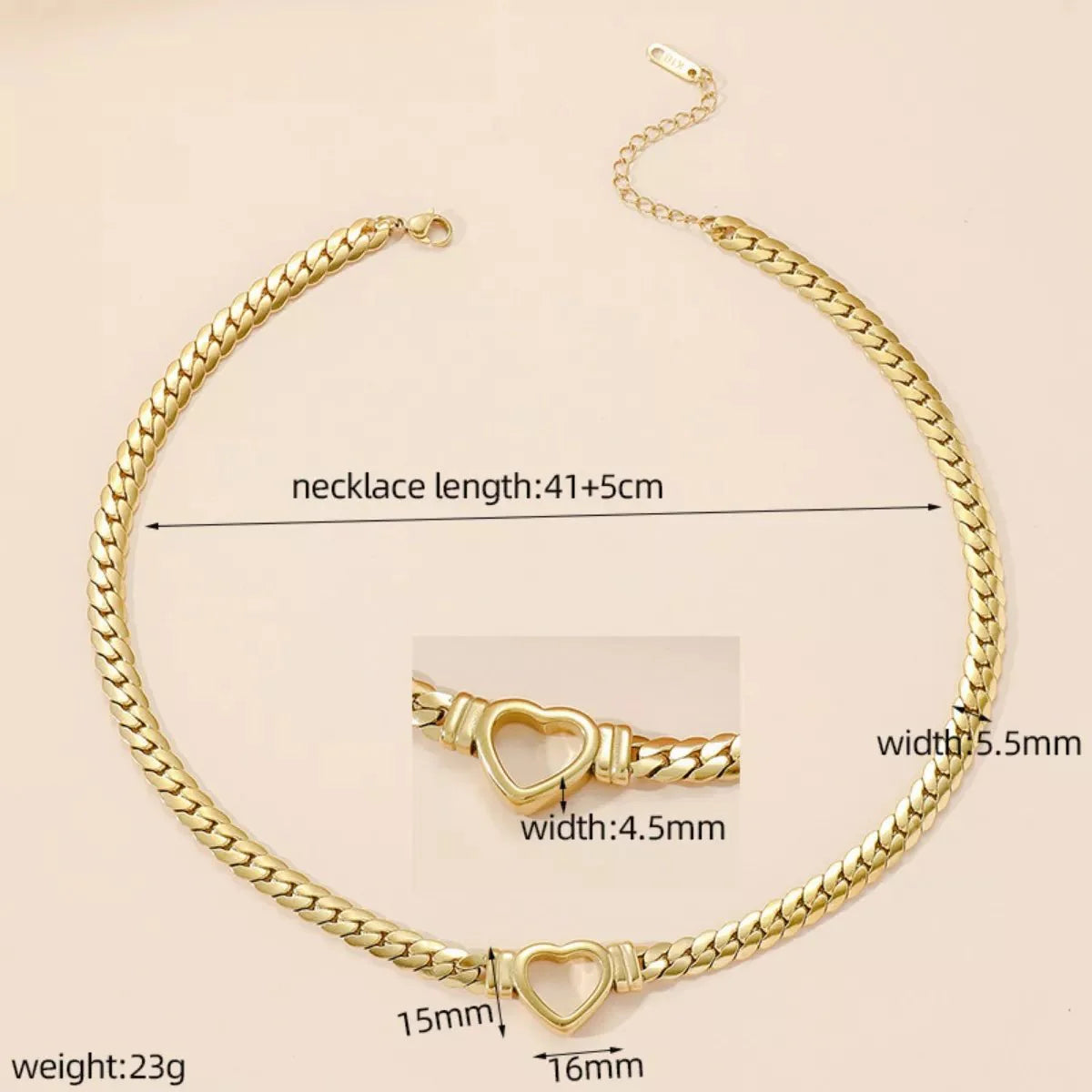 18K Gold-Plated Heart Pendant Chain Necklace