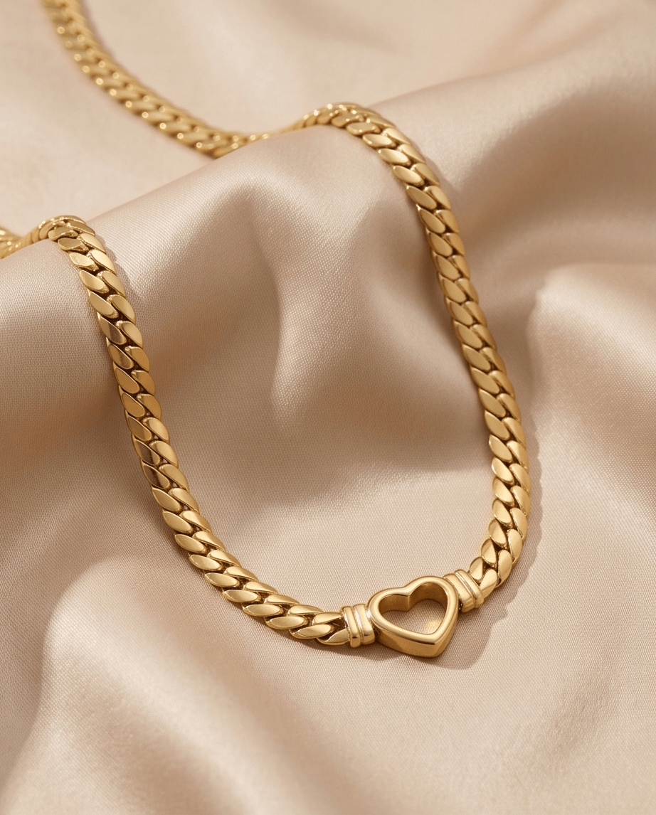 18K Gold-Plated Heart Pendant Chain Necklace
