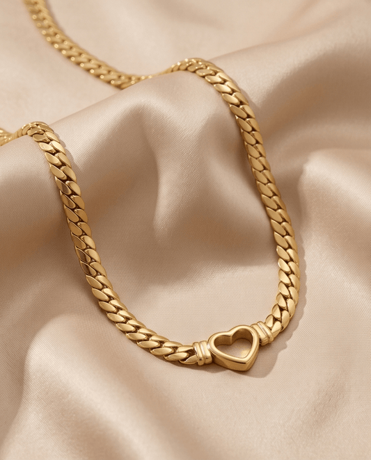 18K Gold-Plated Heart Pendant Chain Necklace