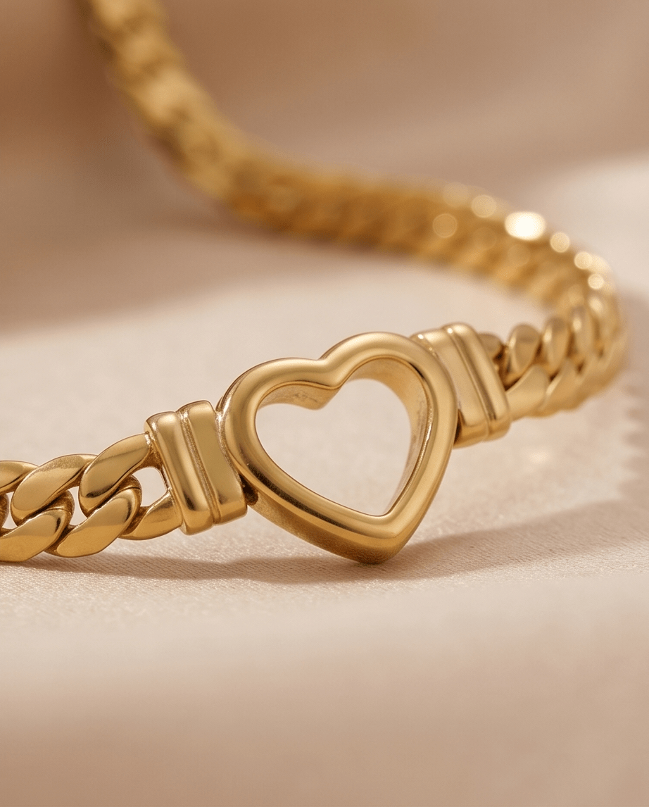 18K Gold-Plated Heart Pendant Chain Necklace