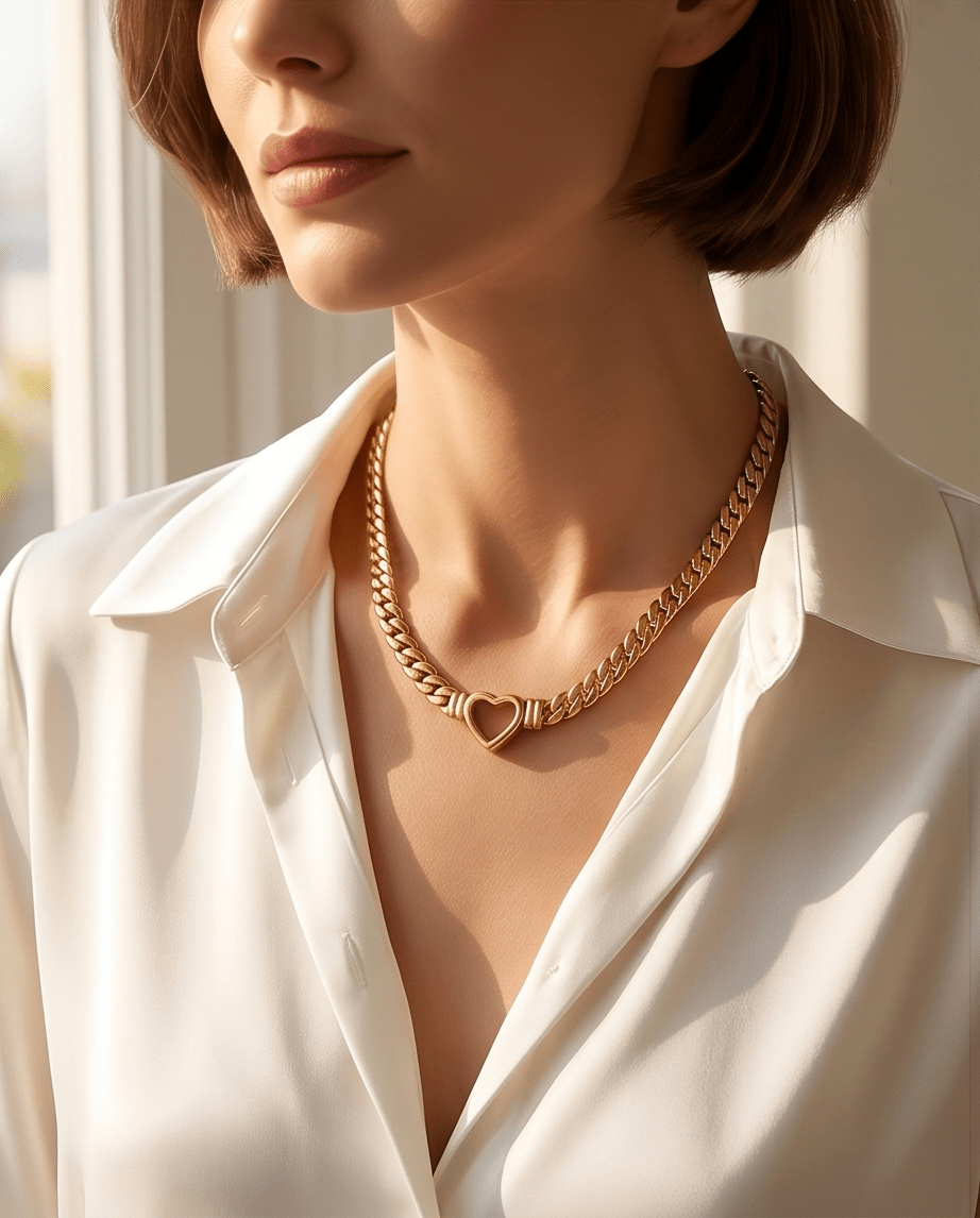 18K Gold-Plated Heart Pendant Chain Necklace