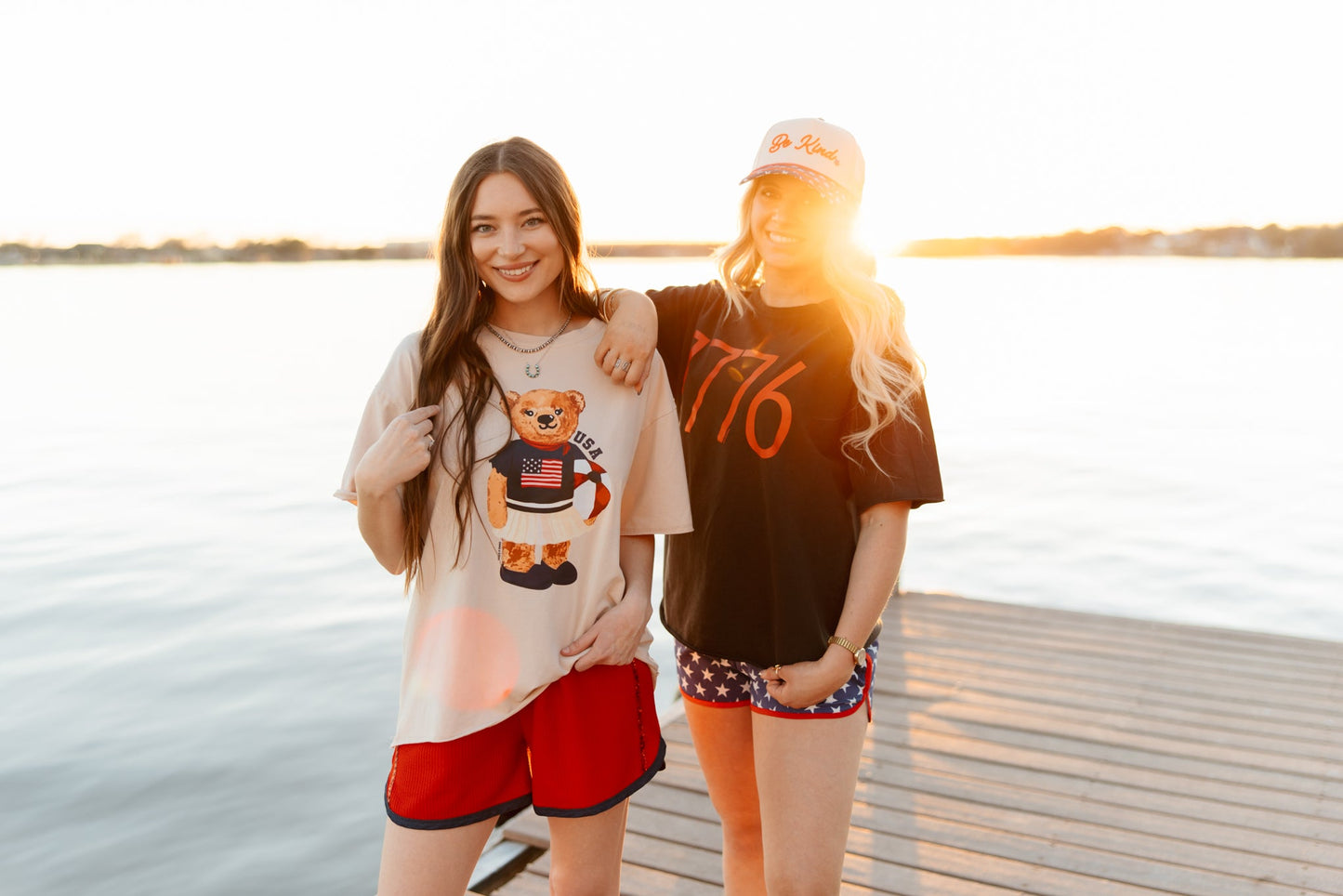 USA Teddy on Beige Boxy Tee