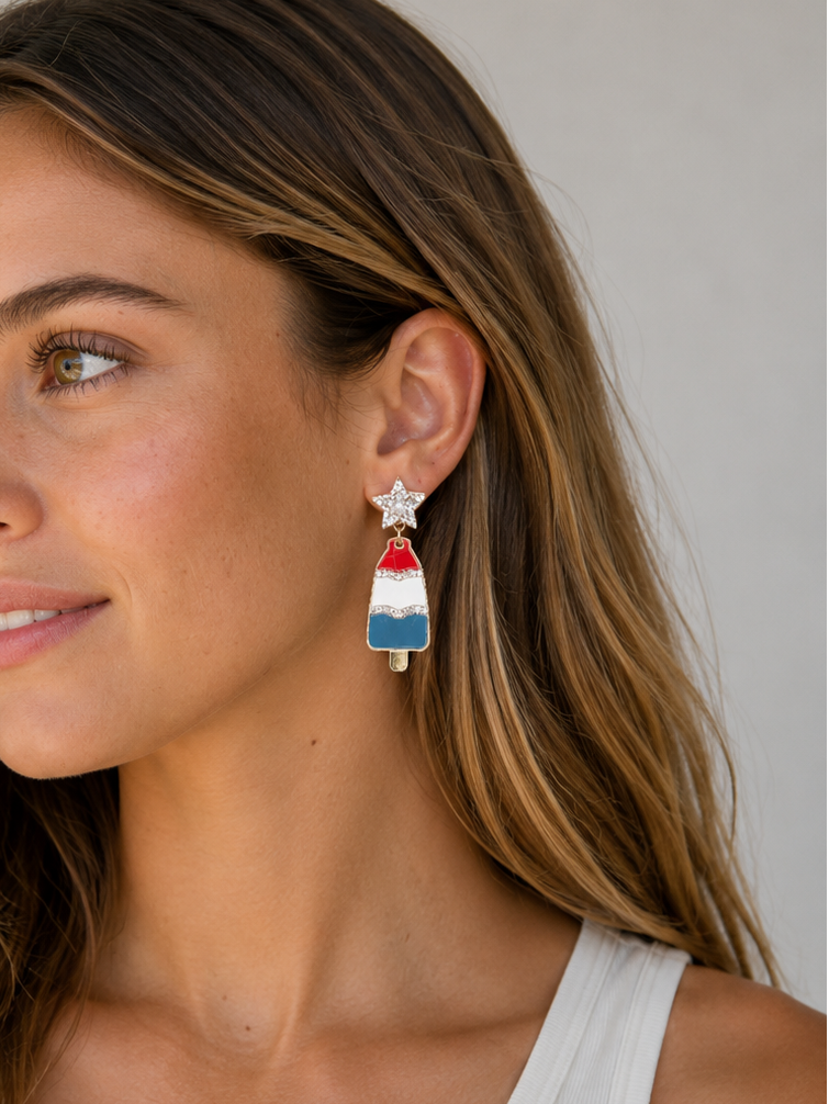 Patriotic Popsicle Enamel Earrings