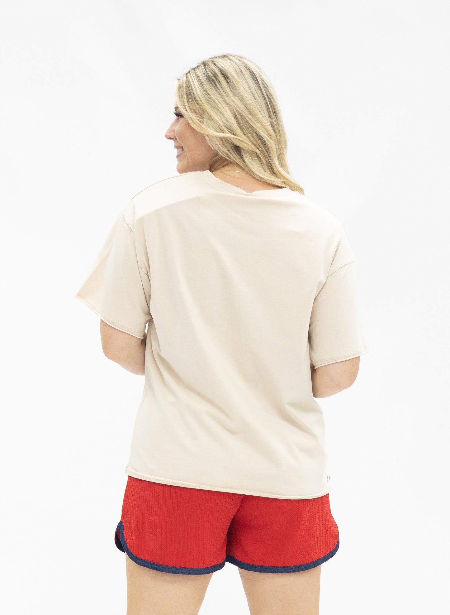 USA Teddy on Beige Boxy Tee