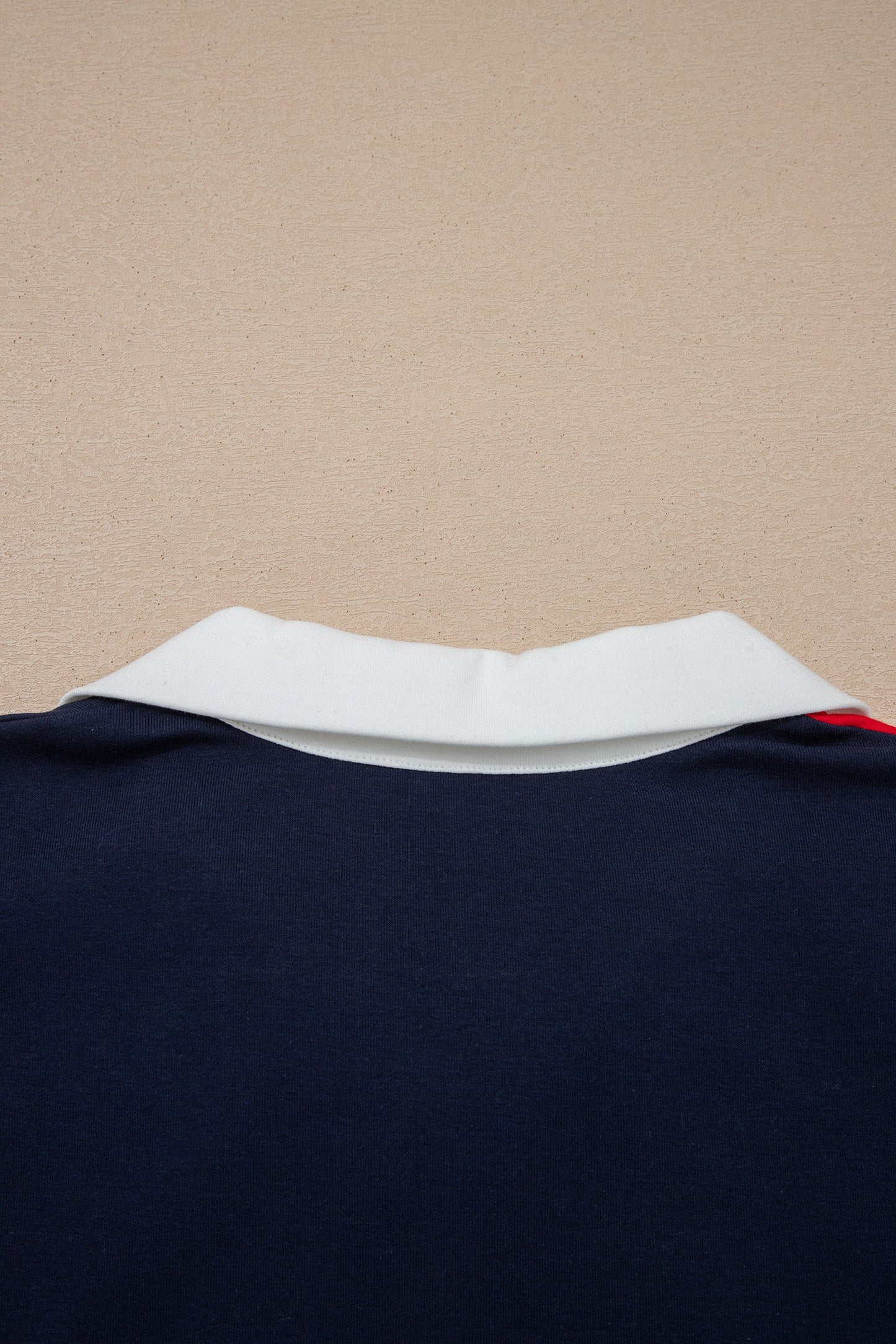 Navy Blue Americana Colorblock Stripes Zip up Collared T Shirt Mini Dress